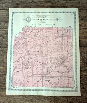 Vintage 1914 Atlas Plat Map ~ Vernon Township Waukesha County Wisconsin #87 - Image 1 of 4