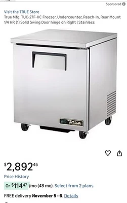 Congelador bajo encimera puerta sólida de sección única True TUC-27F-HC Foto 1 de 4