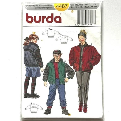 Burda Sewing Pattern 4487 Kids And Juniors Jacket With Or Without Hood Uncut - Image 1 of 3