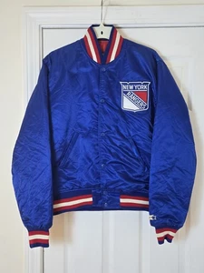 Giacca uomo raso blu vintage starter New York Rangers taglia media NHL - Foto 1 di 3
