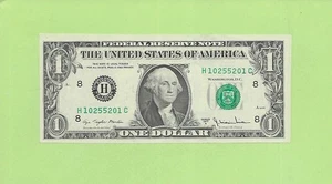 1977A ..UNCIRC $1 H 1025 5201 C .... RADAR READS SAME FORWARD/BACK - Picture 1 of 2