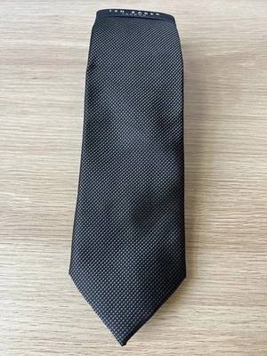 Corbata de diseñador Ted Baker London diseño tejido negro seda Foto 1 de 4