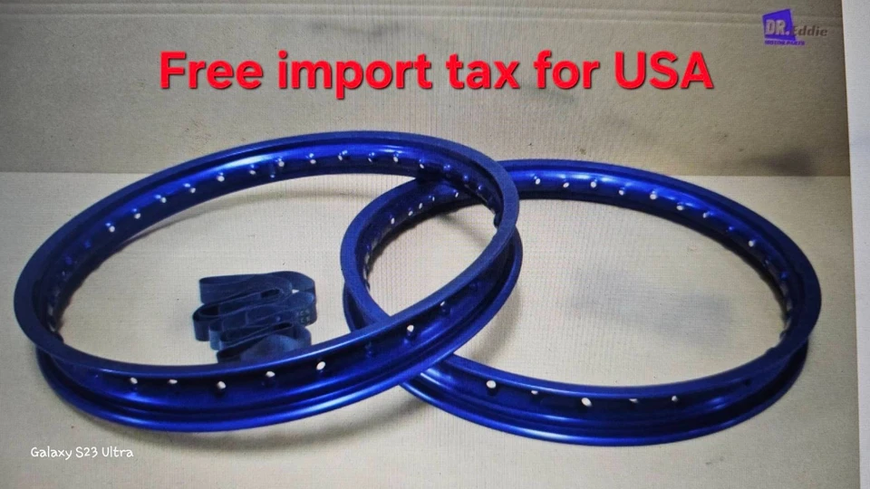 SUZUKI T20 T21 X6 T250  FRONT & REAR ALUMINIUM BLUE WHEEL RIM SET  **BI6142** Foto 1 de 4