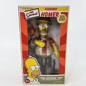 The Simpson's Fishing Homer Simpson & Blinky Tin Wind-Up Toy Set NICE WORKS