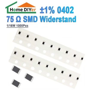 0402 SMD Chip Widerstand 75 Ω/Ohm 1/16W Genauigkeit ± 1% (1000 Stück) - Picture 1 of 11