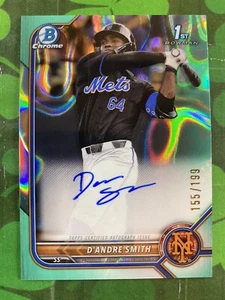 2022 Bowman Chrome D'Andre Smith Aqua Lava primer Bowman automático #/199 #CDA-DS NY Mets - Imagen 1 de 2