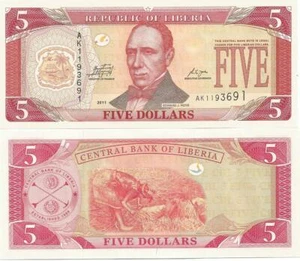 BILLETE DE LIBERIA DE 5 DOLARES SC EXCELENTE. - Imagen 1 de 1