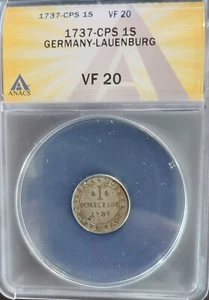 1737 GERMAN STATES LAUENBURG 1 Schilling JUST GRADED At ANACS VF20 Antique Coin - Picture 1 of 4