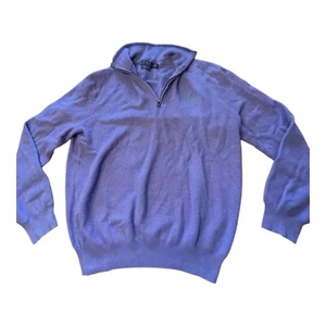 Polo Ralph Lauren Sweater Mens XL Purple 1/4 Zip Pima Cotton Lightweight READ - Picture 1 of 11