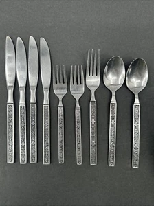 Vintage Kashmir Greta Nasco Stainless Flatware Korea Two-Tone Black Lot 9 Pieces - Picture 1 of 18