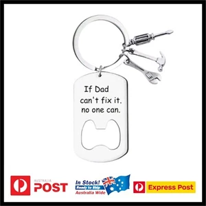 1pc Silver Stainless Steel Keychain With Bottle Opener Engraved Father's - Picture 1 of 3