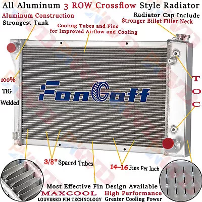 3 Row Radiator For 1967-1972 Chevy C10 C20 C30 K10 K20 GMC C15 C2500 K25 Pickup - Image 1 of 4