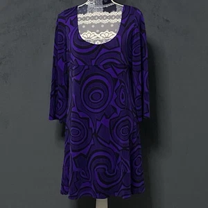 Diane Von Furstenberg Laetitia Dress Women 12 Purple Silk Geometric A-line Retro - Picture 1 of 7