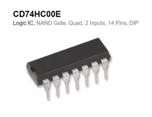 Texas Instruments CD74HC00E, Quad 2-Input NAND Gate, 14-Pin DIP - Picture 1 of 1