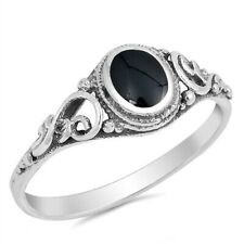 Ring Genuine Sterling Silver 925 Black Onyx Jewelry Face Height 8 mm Size 9