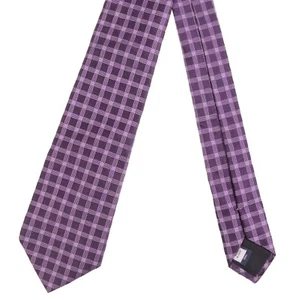 Valentino Made in ITALY Grape Purple Woven Grid Check 100% Silk Tie - Picture 1 of 5