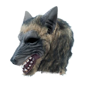 Mens Wolf Full Head Mask Brindle Effect Halloween Adult Fancy Dress Costume - Picture 1 of 1