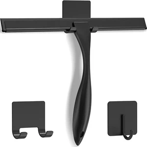 All-Purpose Stainless Steel Shower Squeegee for Shower Doors with 2 Adhesive Hoo - Picture 1 of 12
