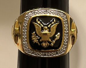 Danbury mint US military army veteran rings 14k GOLD PLATED W/Diamonds
