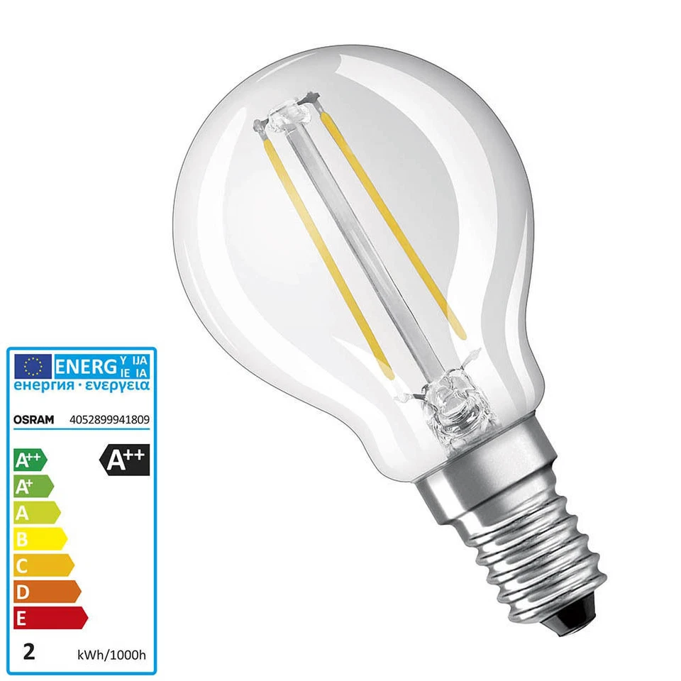 Osram LED 2W E14 827 Vetro Vero Lampada Gocce Filamento Lampadina Luce - Immagine 1 di 1