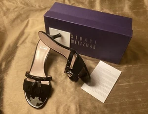 Authentic STUART WEITZMAN Suede/Patent Leather Slide Sandal. Size 8. - Picture 1 of 13