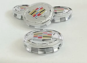 4 83mm Cadillac Escalade 2007-13 For 18" 20" Wheels Center Caps Colored Logo - Picture 1 of 6