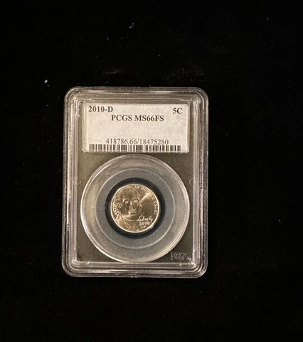 2010-D 5C MS66FS JEFFERSON NICKEL 5C PCGS Graded Slab Full Steps Lot B VIDEO Cover