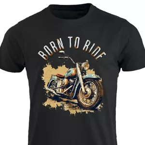 Born To Ride Biker tshirt Motorcycle t-shirt Motorbike Bike Chopper Cafe Racer - Picture 1 of 16