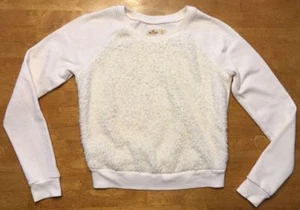 Hollister Women's White Long Sleeve Shag Fuzzy Sweatshirt - Size: XS - Picture 1 of 12