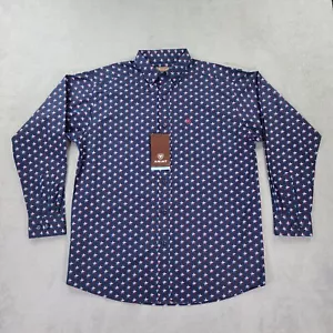 Ariat Nosson Shirt Mens Large Maritime Blue Classic Fit Button Down Long Sleeve - Picture 1 of 21