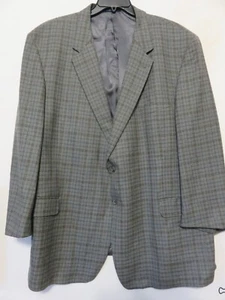 Joseph Abboud Window Pane Mens 54R  Gray Check Wool Sports Coat Blazer 2 Button - Picture 1 of 10