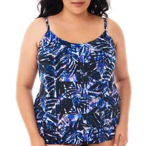 Trimshaper Tankini Top Plus Size 20W Purple Black Slimming Control - Picture 1 of 12