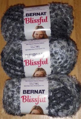 Lot of 3 Bernat Blissful Yarn, 3.5 oz, 106 yds, Midnight Mist - Image 1 of 3