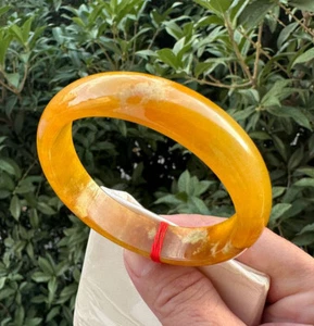 Nature Grade AAA Icy Gold Yellow Burmese Jade jadeite bracelet bangle 61mm - Picture 1 of 10