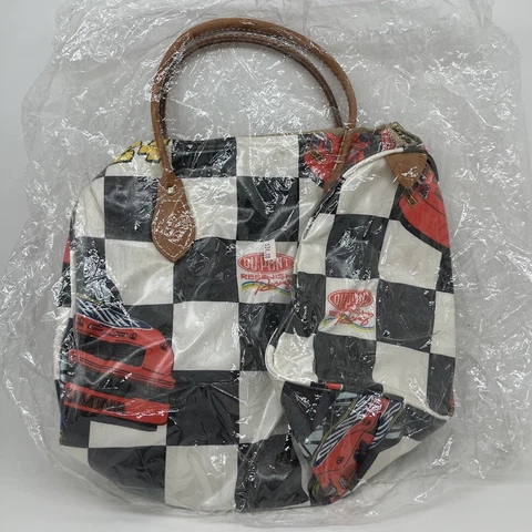 Vintage New Old Stock Jeff Gordon NASCAR DuPont Racing Purse White Black Checker Cover