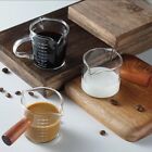 50/75/100ML Espresso Glass Cup Wooden Handle Measuring Cup Milk Latte Jug