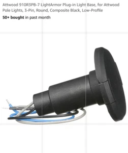 Attwood 910R3PB-7 LightArmor Base luminosa plug-in, per luci a palo Attwood, 3 pin, - Foto 1 di 5