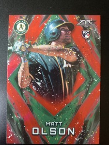 Matt Olson RC 2017 Topps Fire RED FLAME FOIL PARALLEL #3