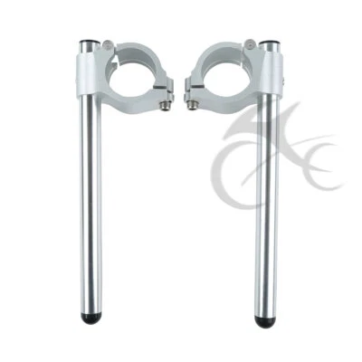 50mm Clip On Handle Bar Fit For Suzuki GSXR1000 2001-2011 GSXR600 1992-11 Silver - Image 1 of 4