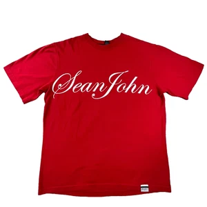 Y2K Sean John Mens Medium Red Shirt Hip Hop American Music Rap Concert Spell Out - Picture 1 of 11