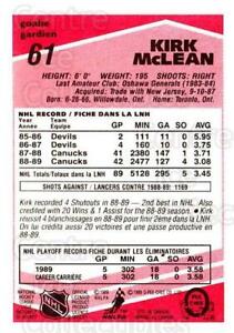 1989-90 O-Pee-Chee Tembec Test #61 Kirk McLean