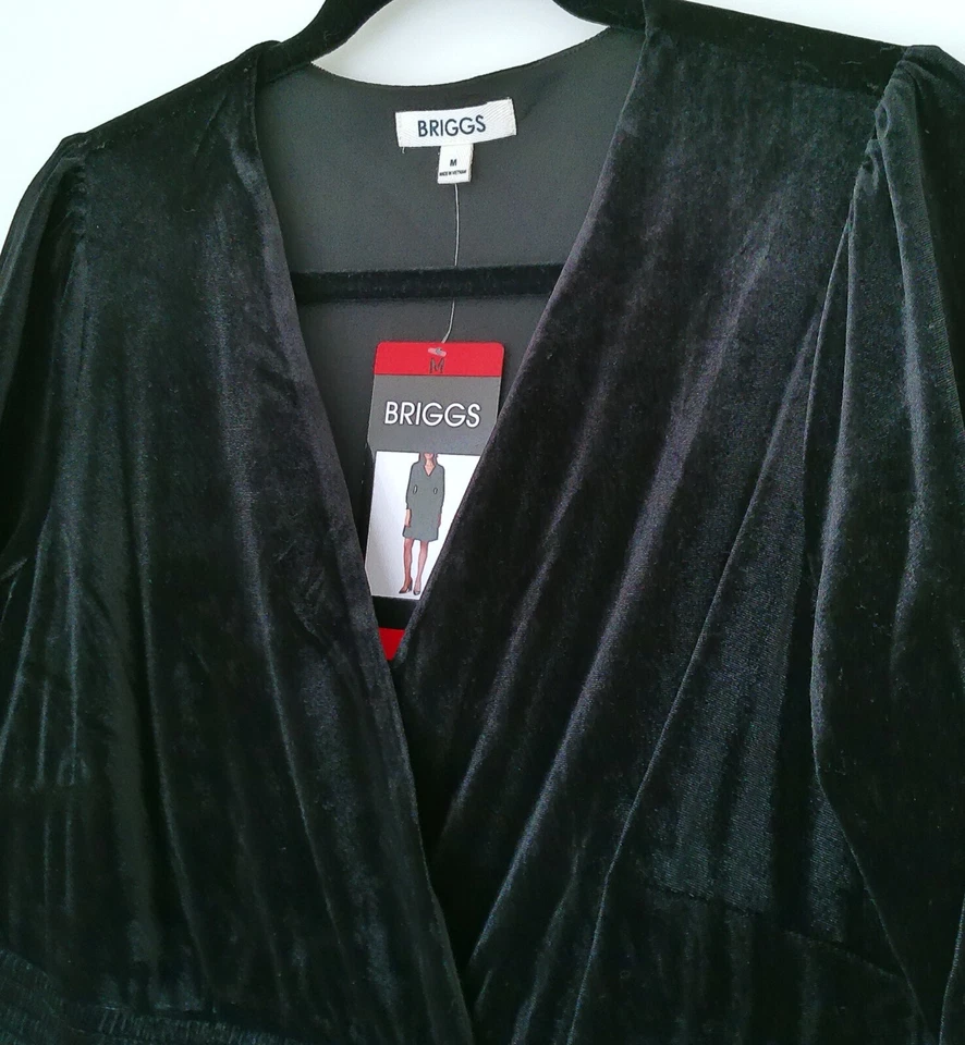 Briggs Women's Long Sleeve V-Neck Short Dress Black Size M