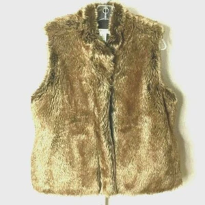 Orvis Women's Vest Sleeveless Faux Fur Full Zip Brown Size Medium - Picture 1 of 5