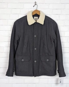Timberland NWT Charcoal Gray Wool Blend Jacket Sherpa Lined Coat Mens Sz Medium - Picture 1 of 5