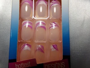 Broadway Fasion Express NAILS Pink Swosh GLUE ON Medium LENGTH, Square Shape - Picture 1 of 4