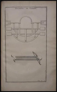 1719 Antique Print of Roman Ballistic Machine Crossbow - Picture 1 of 1