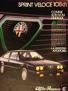 PUBLICITÉ DE PRESSE 1983 ALFA ROMEO SPRINT VELOCE 105 CH LA MAESTRIA AUTOMOBILE - Bild 1 von 1