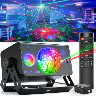 Party Lights Disco Ball Light, LED Stage Strobe Lights Sound Activated w Remote - Image 1 of 4