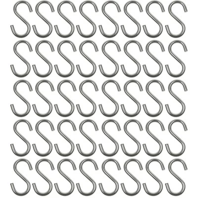 WIDESKALL 40 Pcs 2" inch Small Zinc Plated S Shape Type Utility S Hooks Hangers Hook