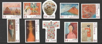JAPAN 2020 WORLD OF ARTS SERIES NO. 2 84 YEN COMP. SET OF 10 STAMPS IN FINE USED - Image 1 of 4